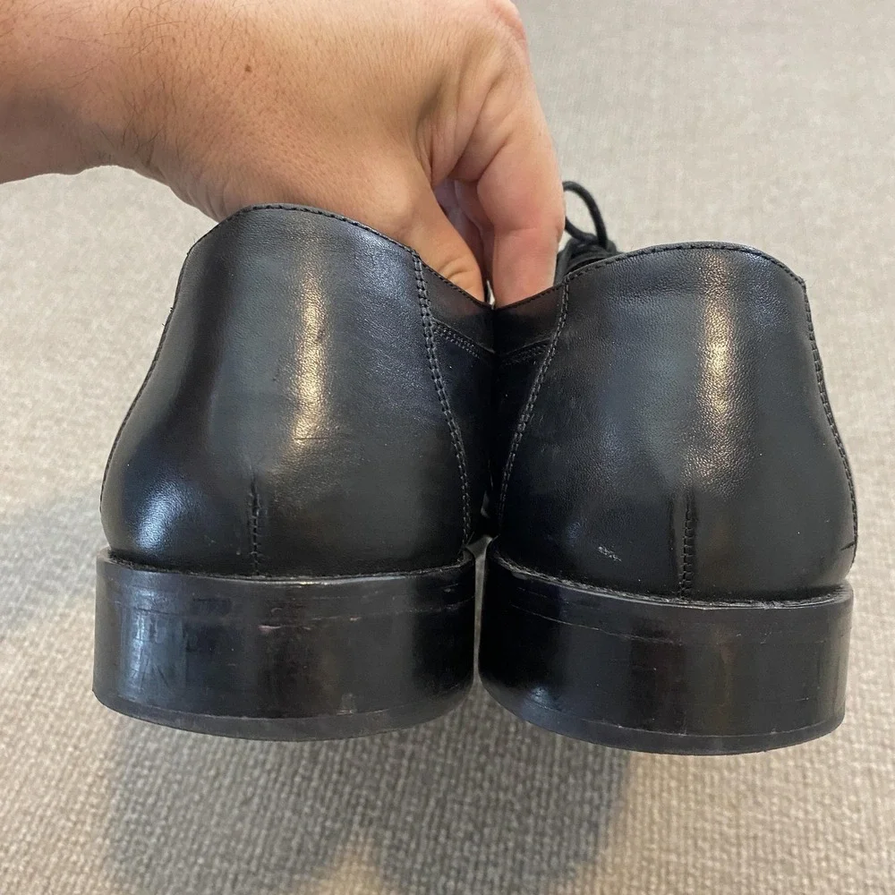 Johnston & Murphy Shoes Mens Size 11 W Black Leather Cap Toe Derby 59-11567